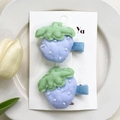 Lot de deux barrettes fraises en tissu bleu clair avec perles pour filles - Barrette / Bleu