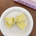 Fermaglio per capelli a doppio fiocco vichy giallo con bordi smerlati decorativi - Quadri Gialli