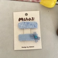 Handmade blue lace hair clips set with sequins and mesh bows for girls on a display card - Rhinestone Decoration Style
