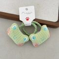 Set of two cute green cartoon frog hair ties with embroidered details and elastic bands - Green Scrunchie