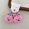Set de dos coleteros de tela con diseño de conejo rosa y bordado para niñas - Coletero / Rosa oscuro