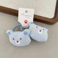 Set of two light blue knitted cartoon bear hair ties with fine embroidery for girls - Blue Scrunchie
