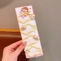 Set van 4 gele haarspeldjes met golvende rand en 3D-cartoonponies en aardbeien - Geel