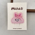 Pink rabbit embroidered hair accessory for girls with cute handmade 3D stuffed design - Pink