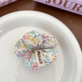 Chouchou en tissu à motif floral rose et jaune avec étiquette de marque Miaoji beige - Arc-en-ciel