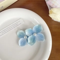 Elegant blue gradient butterfly orchid hair clip with pearls for beach vacation - Blue