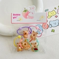 Set of 5 elastic hair ties featuring cute cartoon capybara resin charms for girls - Five-Piece Set / Capybara Style