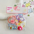5-piece set of girls high-elastic hair ties with cute cartoon resin charms and pendants - Five-Piece Set / Bear & Butterfly