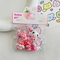 5-piece set of pink cartoon character elastic hair ties with 3D resin princess charms - Five-Piece Set / Sanrio Cat Style