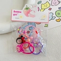 Colorful elastic hair ties for girls with cute glittery cartoon doll charms - Five-Piece Set / Glitter Bunny