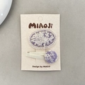 Lace embroidered lavender hair clip set with floral patterns for girls on display card - Purple Hair Clip
