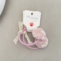 Lot de deux barrettes roses avec broderie en dentelle et nœuds beiges élégants - Chouchou rose
