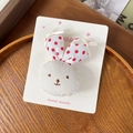 Molletta per capelli a forma di coniglio bianco con orecchie a pois e fiocco - Molletta Rossa a Pois