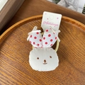 Handmade white plush bunny hair clip with red polka dot ears and bow detail - Red Polka Dot Hair Tie