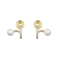 Elegantes pendientes de clip en espiral dorada con perlas y circonitas para orejas sin perforar - Cobre / Clip de Oreja en Espiral de Perla y Circonita - Dorado