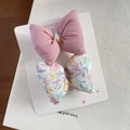 Ensemble de pinces à cheveux roses et fleuries pour filles sur carte faite main - Pince Cheveux Rose Florale