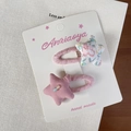 Barrettes à cheveux pour filles en forme d'étoile avec motif floral et perles colorées - Pince Cheveux Étoile Rose
