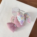 Ensemble de chouchous à nœuds en tissu floral et rose avec élastiques pour filles - Élastique Cheveux Rose Floral