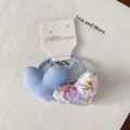 Lot de chouchous faits main avec cœurs rembourrés à fleurs et bleu clair - Élastique Cheveux Cœur Bleu