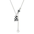 Collana con pendente a orso a scacchi in argento S925, dettaglio corona e ciondolo stella - Collana Orsetto (Rame Placcato Argento Tailandese)