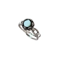 Anello aperto vintage con zircone verde senape e incisione retrò con design a catena - Aperto Regolabile / Anello in Zirconia Verde (Rame Placcato Argento Thai)