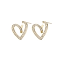 Élégantes boucles d'oreilles cœur en or serties de zircons cubiques sur fond blanc - Coeur Or 18K (Tige Argent 925)