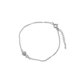 Elegant silver rose and heart charm bracelet with sparkling zircons and adjustable chain - Rose Flower Heart Style (Silver)