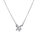 Silver butterfly pendant necklace featuring a purple heart-shaped zircon and dainty chain - Purple Heart Zirconia Style / Silver