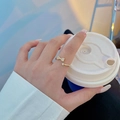 Eleganter goldener Schleifenring für Damen mit Zirkonia und verstellbarem offenem Band - Einstellbar Offen / Gold