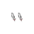 Französische Creolen aus Silber mit rosa Zirkonia-Anhängern in Dreiecksform - Dreieck Rosa (Silberner Reifen)