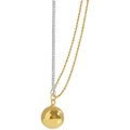 Minimalist double-layered gold and silver chain necklace with a polished gold bead pendant - Ball Chain (Copper Bicolor Plated with 925 Silver Clasp)