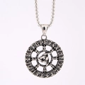 Vintage Viking Odin Kompas Ketting met Runen en Valknut aan een Metalen Ketting - Keltische knoop enkele hanger