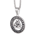 Viking Valknut hanger ketting van roestvrij staal met Noordse runen en boxketting - Hanger Zonder Ketting