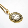 Collier en acier titane doré avec pendentif croix et motif grec sur une chaîne torsadée - Chaîne Torsadée 60cm / Doré