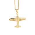 Collar con colgante de avión dorado pulido y cadena fina a juego sobre fondo blanco - Avión de Oro (Pendant Only (Without Chain))