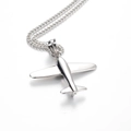 Collar con colgante de avión plateado pulido de acero inoxidable y cadena de eslabones - Avión de Plata (Pendant Only (Without Chain))