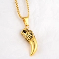 Fashionable golden leopard head and fang pendant necklace with box chain for men and women - Gold Pendant Only (Without Chain)