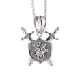 Pendentif bouclier crâne de pirate style punk hip hop avec épées sur collier box - Pendentif Seul (Sans Chaîne)