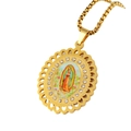 Religious Our Lady of Guadalupe pendant necklace in gold tone with sparkling rhinestones - Pendant Only