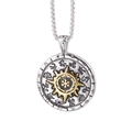 Collana hip hop in acciaio al titanio con pendente rotondo vintage sole e zodiaco - Ciondolo Solo (Senza Catena)