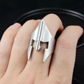 Polished silver Spartan helmet ring for men with intricate cutout warrior mask design - US 8 / Spartan Helmet Style (Iron Man Mask Ring)