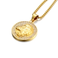 Collier pendentif tête de lion doré avec strass et détail de chaîne vénitienne - Lion / Pendentif uniquement
