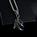 Hip hop dragon claw pendant necklace with blue gemstone and diamonds in silver steel - Dragon Claw Blue Bead Pendant Only (Without Chain)