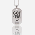 Collar de placa militar de acero inoxidable plateado con grabado GOT EM y SHOCK - Colgante de Placa de Letra Solo (Sin Cadena)