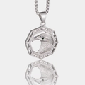 Hip hop titanium stalen ketting met achthoekige adelaar hanger en groene edelsteen - Alleen zilveren hanger