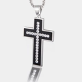 Collier hip-hop avec pendentif croix en acier titane, émail noir et zircons brillants - Pendentif Seul (Sans Chaîne)