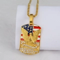 Detail of gold eagle pendant with American flag enamel and sparkling rhinestones - Pendant Only (Without Chain) / Gold