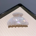 Elegante pinza per capelli in acetato perlato con strass scintillanti in rosa cipria - Bianco Sirena