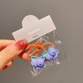 Elastic orange hair ties with purple blueberry charms in a two-piece set for girls - Grape Shape / Grapes