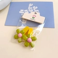 Set di due fermagli per capelli a fiore per bambine in verde e rosa stile artigianale - Fiore Verde